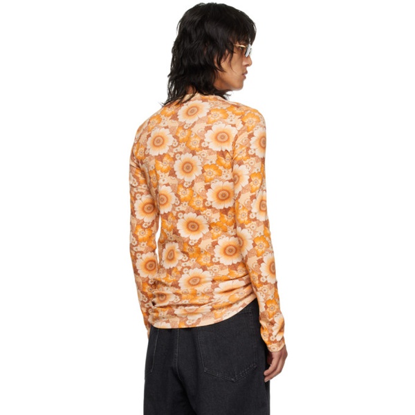  LUU DAN Orange Floral Long Sleeve T-Shirt 232331M213008