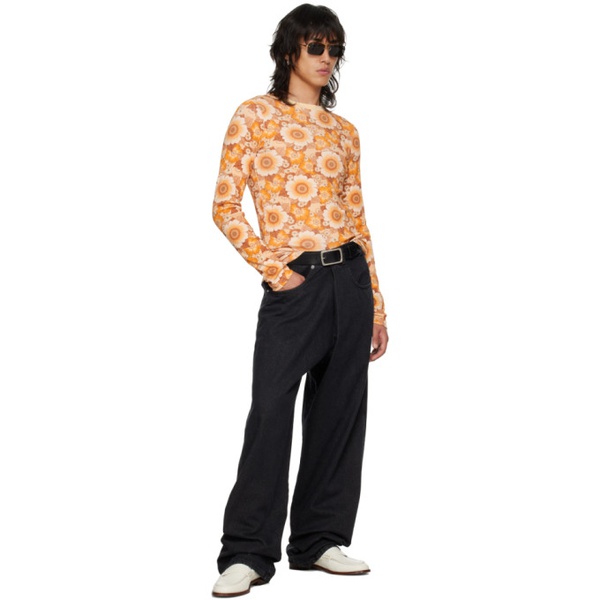  LUU DAN Orange Floral Long Sleeve T-Shirt 232331M213008