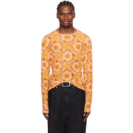LUU DAN Orange Floral Long Sleeve T-Shirt 232331M213011