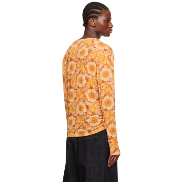  LUU DAN Orange Floral Long Sleeve T-Shirt 232331M213011