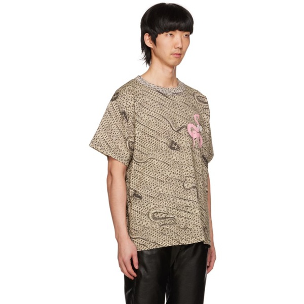  LUU DAN SSENSE Exclusive Beige Snake Oversized Concert T-Shirt 222331M213003