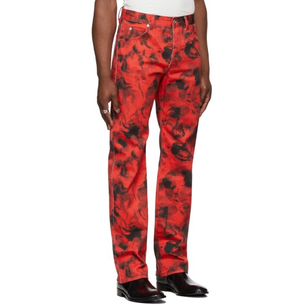  LUU DAN SSENSE Exclusive Red Rose Burst Jeans 221331M186000
