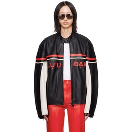 LUU DAN Red & Black Paneled Leather Jacket 232331F064001