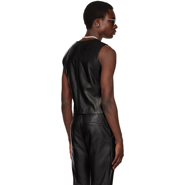  LUU DAN Black Tailored Leather Waistcoat 231331M181001