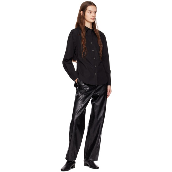  르비에르 LVIR Black Cracked Faux Leather Trousers 231428F084000