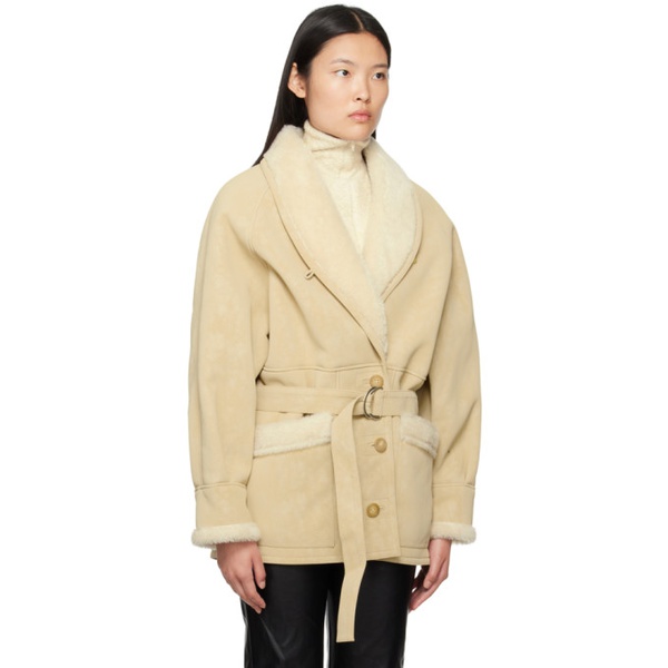  르비에르 LVIR Beige Paneled Faux-Leather Coat 232428F059000