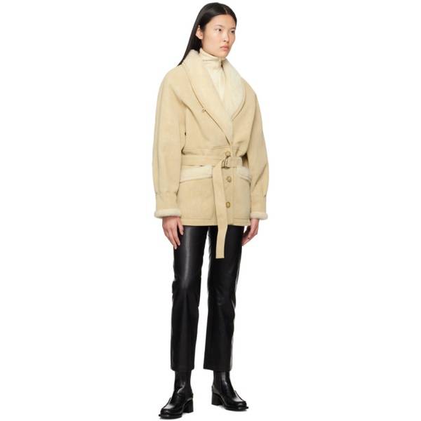  르비에르 LVIR Beige Paneled Faux-Leather Coat 232428F059000