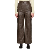 르비에르 LVIR Brown Grained Faux-Leather Pants 222428F084002