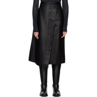 르비에르 LVIR Black Wrap Faux-Leather Midi Skirt 232428F092000