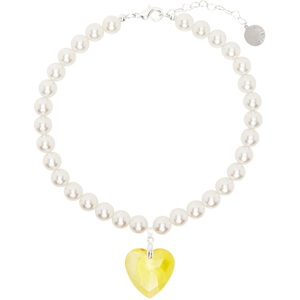  La Manso SSENSE Exclusive White Crystal Yellow Heart Necklace 242913F023001