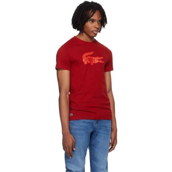 라코스테 라코스테 Lacoste Red Croc Print T-Shirt 241268M213041