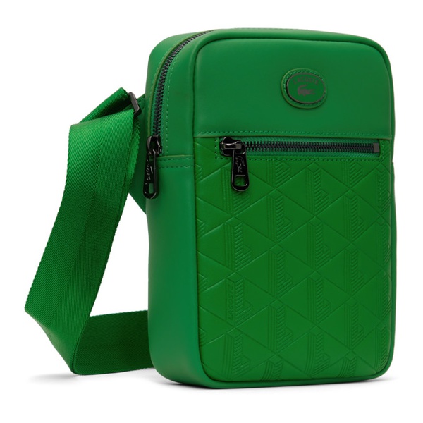 라코스테 라코스테 Lacoste Green Leather Monogram Vertical Bag 241268M170010