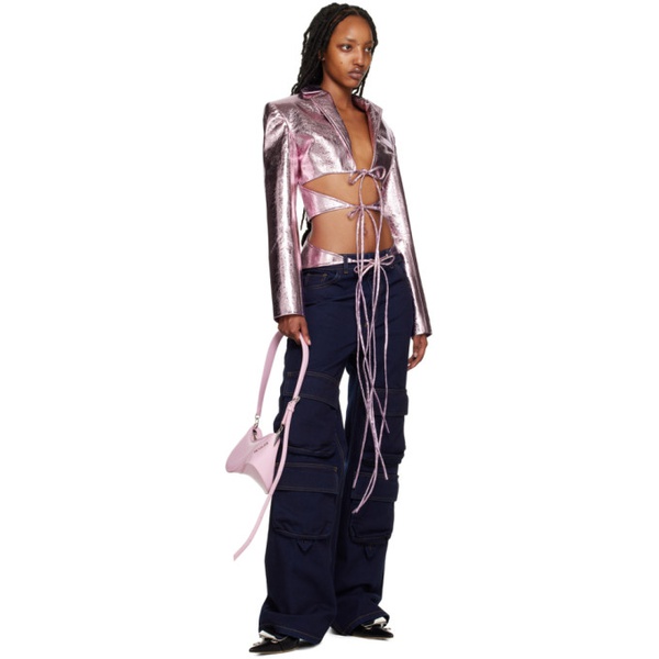  Lado Bokuchava Purple Mirror Shibari Faux-Leather Blazer 231448F057007