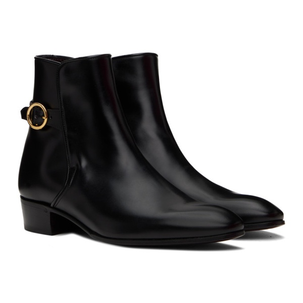  Lardini Black Leather Ankle Boots 241125M228000