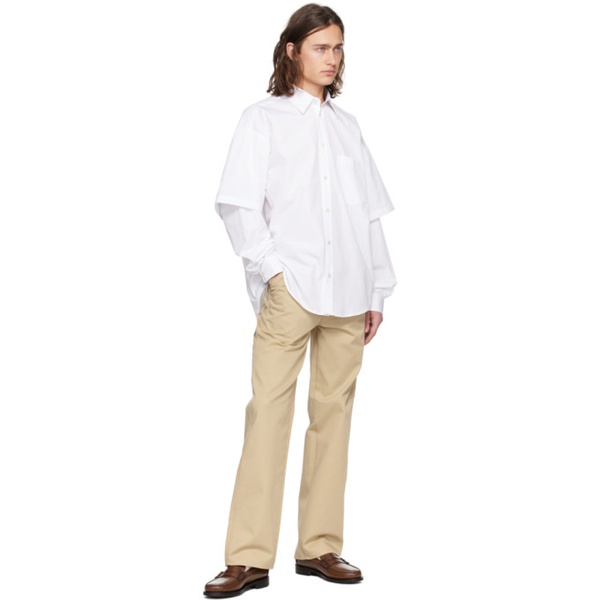  Le PEERE White Double Sleeve Shirt 241215M192002