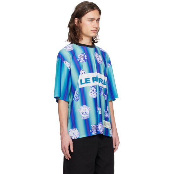  Le PEERE Blue & Green Ema T-Shirt 241215M213001