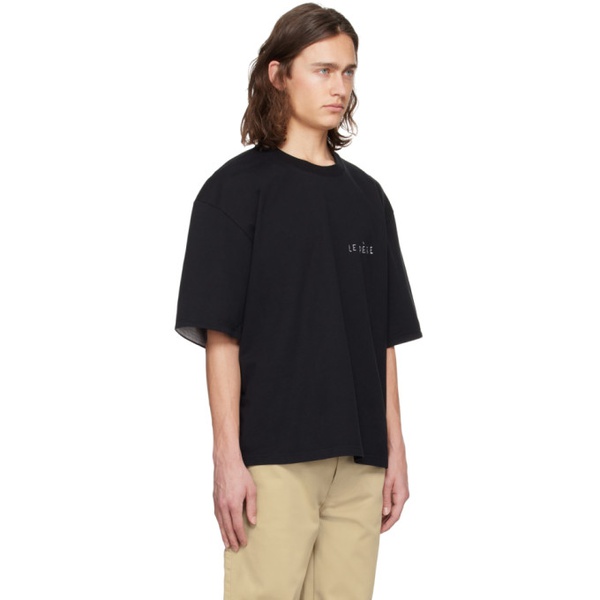  Le PEERE Black Double Sleeve T-Shirt 241215M213009