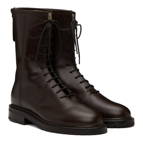  레글레스 Legres Burgundy Lace-Up Combat Boots 232448F113000