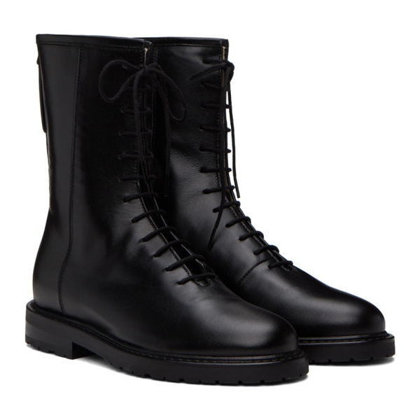  레글레스 Legres Black Lace-Up Combat Boots 232448F113001