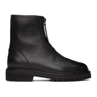 레글레스 Legres Black Oiled Leather Ankle Boots 222448F113011