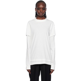 Lesugiatelier White Layered Long Sleeve T-Shirt 232732F110001