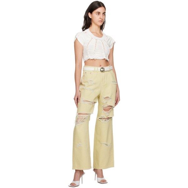  Lesugiatelier Yellow Distressed Jeans 231732F069001
