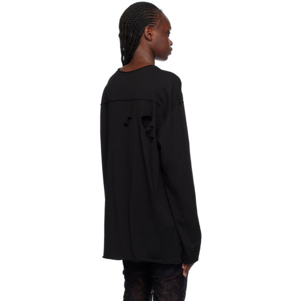  Lesugiatelier Black Distressed Long Sleeve T-Shirt 232732F110008