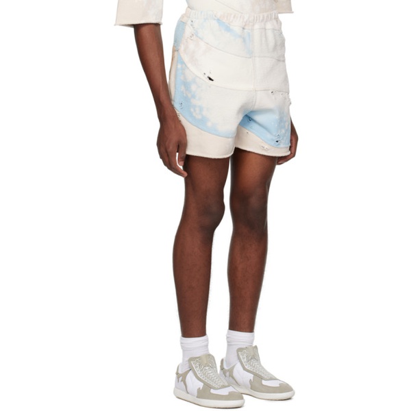  리버럴 유스 미니스트리 Liberal Youth Ministry Blue & Beige Distressed Shorts 231574M193001