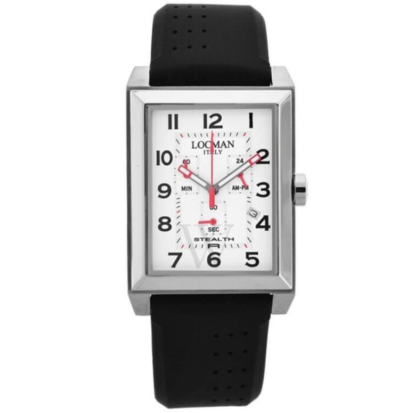  Locman MEN'S Classic Chronograph Silicone White Dial Watch 242WH2bk