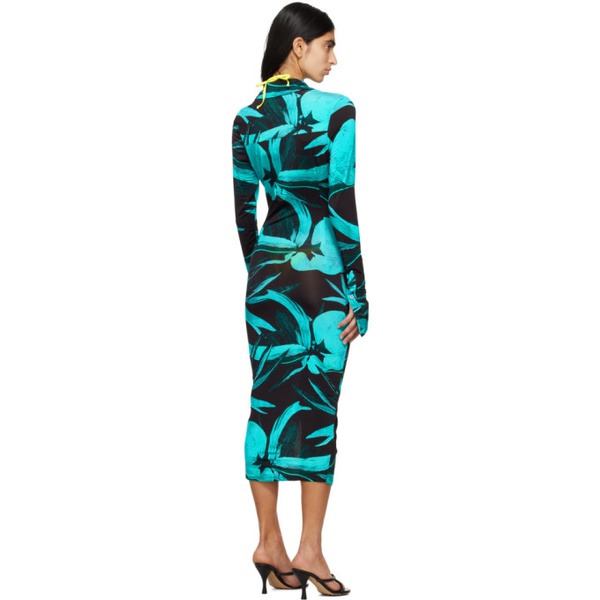  루이자 벨로 Louisa Ballou Black & Blue Printed Midi Dress 241348F054001