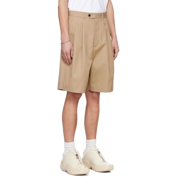  Lownn Beige Pleated Shorts 241025M193003