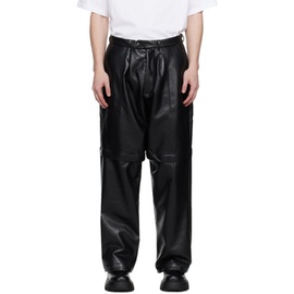 Lownn Black Zip Panel Leather Pants 232025M191002