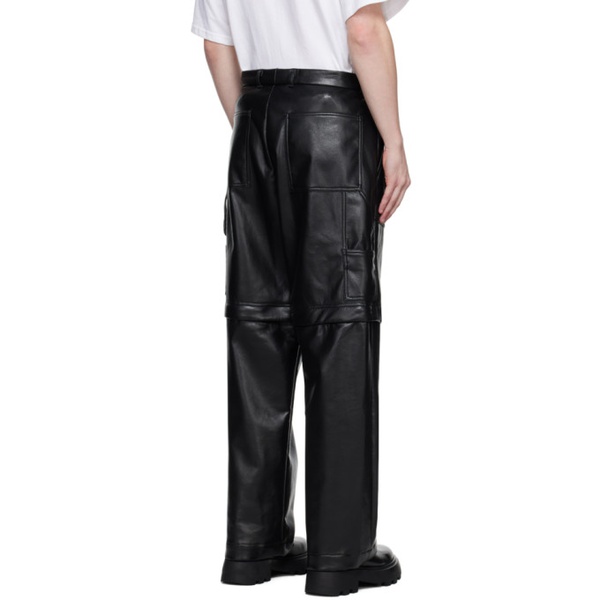  Lownn Black Zip Panel Leather Pants 232025M191002
