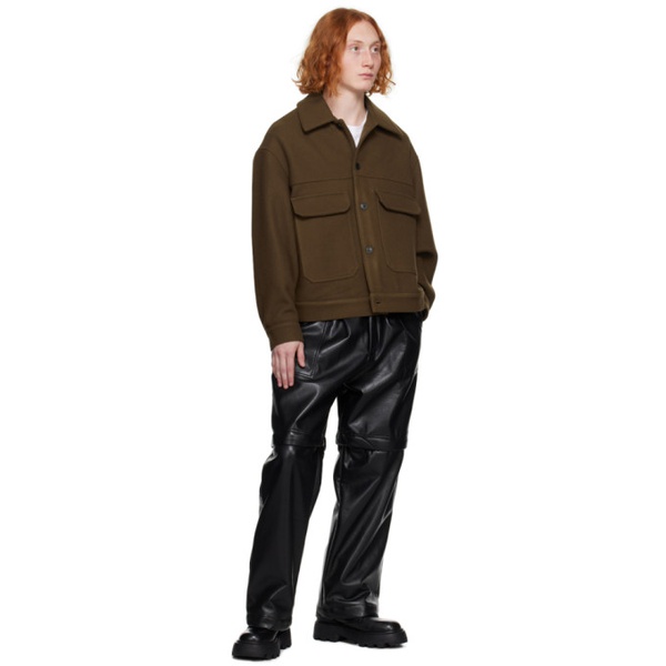  Lownn Black Zip Panel Leather Pants 232025M191002