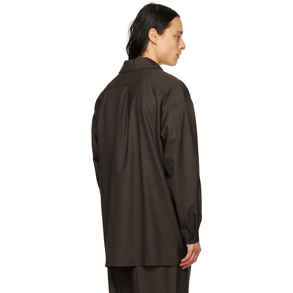  Lownn Brown Slit Shirt 231025M192011
