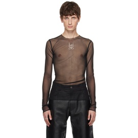 루도빅 드 생 세르넹 Ludovic de Saint Sernin Black Crystal Long Sleeve T-Shirt 232388M213003
