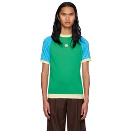 Lukhanyo Mdingi Green Colorblocked T-Shirt 222048M213001
