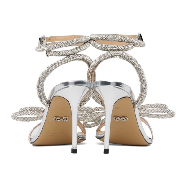  MACH & MACH Silver Double Bow 95 Heeled Sandals 241404F125019