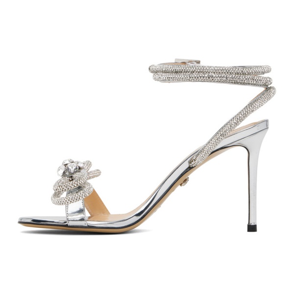  MACH & MACH Silver Double Bow 95 Heeled Sandals 241404F125019