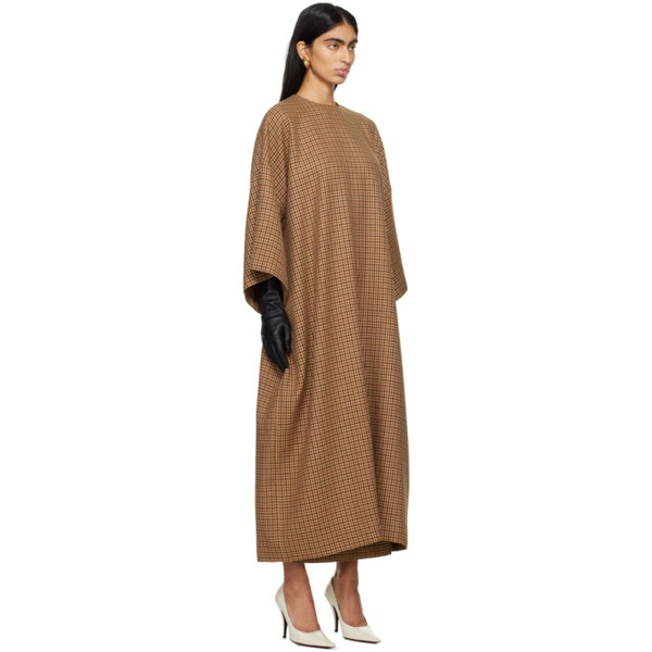 MARIE ADAM-LEENAERDT Brown Houndstooth Maxi Dress 241808F055007