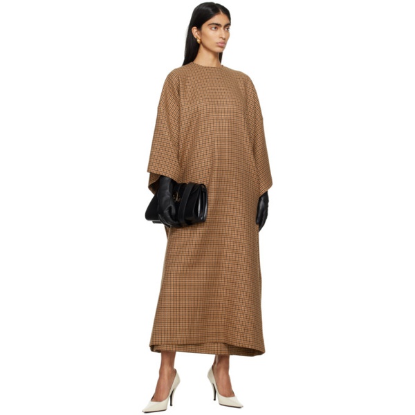  MARIE ADAM-LEENAERDT Brown Houndstooth Maxi Dress 241808F055007