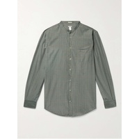 마시모 알바 MASSIMO ALBA Grandad-Collar Checked Cotton and Silk-Blend Shirt 43769801097412337