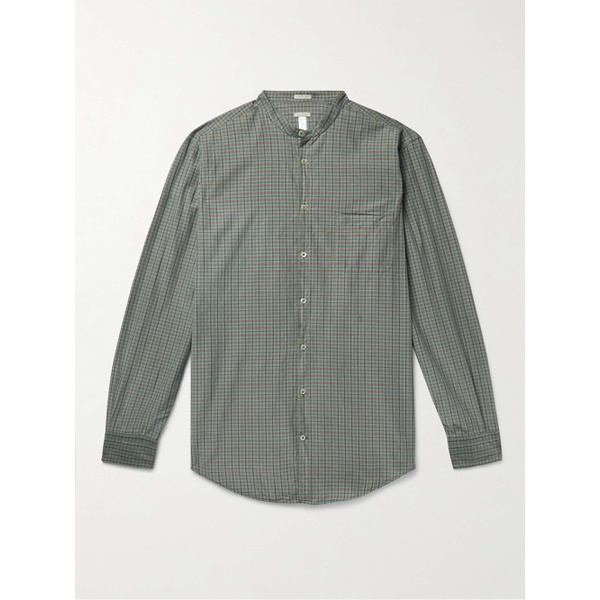  마시모 알바 MASSIMO ALBA Grandad-Collar Checked Cotton and Silk-Blend Shirt 43769801097412337