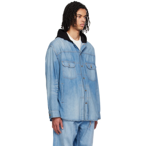  마스터마인드 월드 MASTERMIND WORLD Blue Hooded Denim Shirt 241968M192007