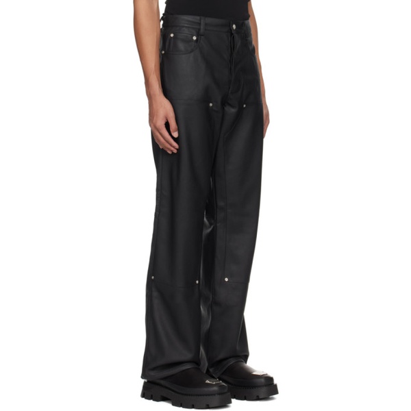  미스비헤이브 MISBHV Black Carpenters Faux-Leather Trousers 241937M191000