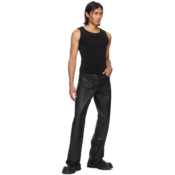 미스비헤이브 MISBHV Black Carpenters Faux-Leather Trousers 241937M191000