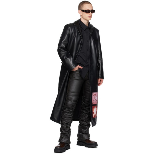  미스비헤이브 MISBHV Black Patch Leather Coat 232937M176003