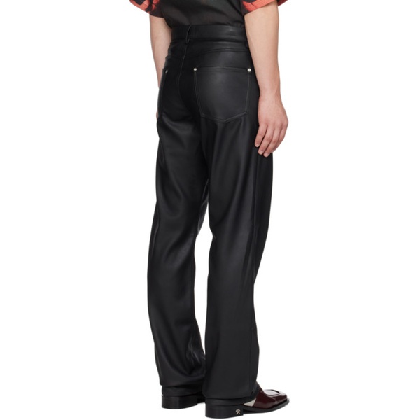  미스비헤이브 MISBHV Black Five-Pocket Faux-Leather Pants 232937M191009