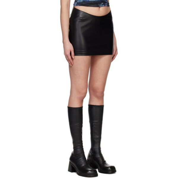  미스비헤이브 MISBHV Black Zip Faux-Leather Miniskirt 231937F090002