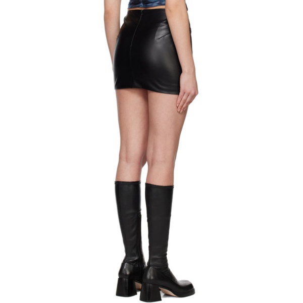  미스비헤이브 MISBHV Black Zip Faux-Leather Miniskirt 231937F090002